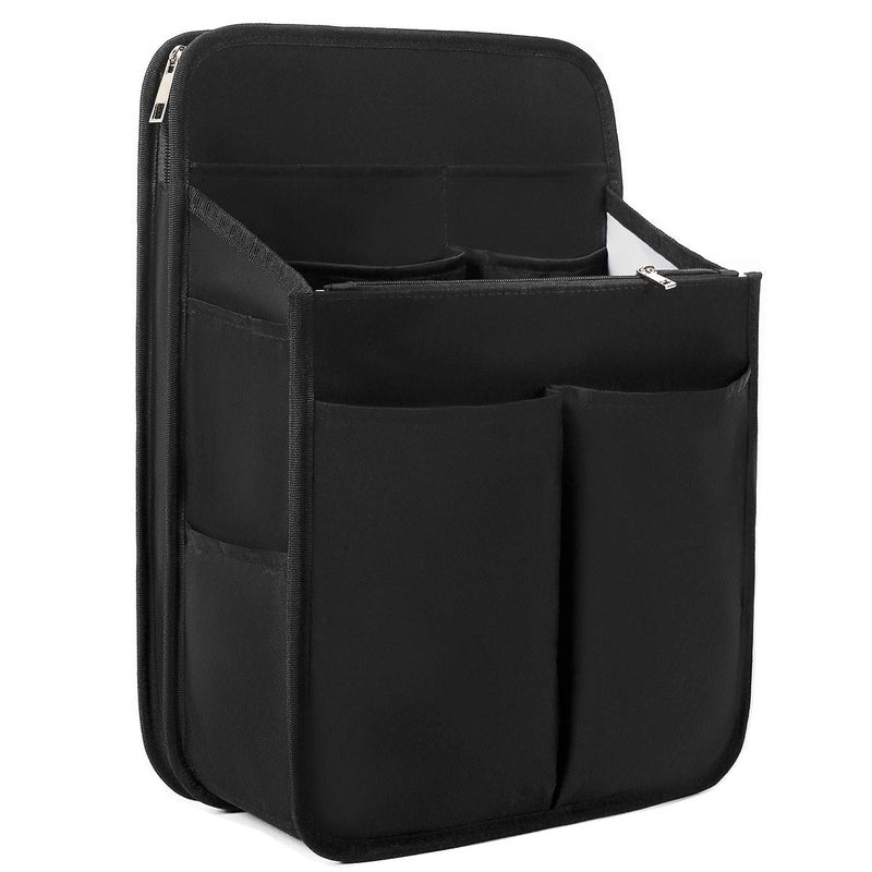 VANCORE Backpack Organizer Insert with Zipper for Rucksack Black Travel Nylon Shoulder Bag Organizer Waterproof - Image 1